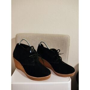 Cole Haan Chukka ankle Wedge platform Booties Black Suede Size 7.5